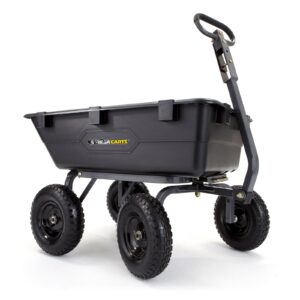 Gorilla Carts GOR6PS Heavy-Duty Poly Yard Dump Cart with 2-In-1 Convertible Handle, 1,200-Pound Capacity, Black