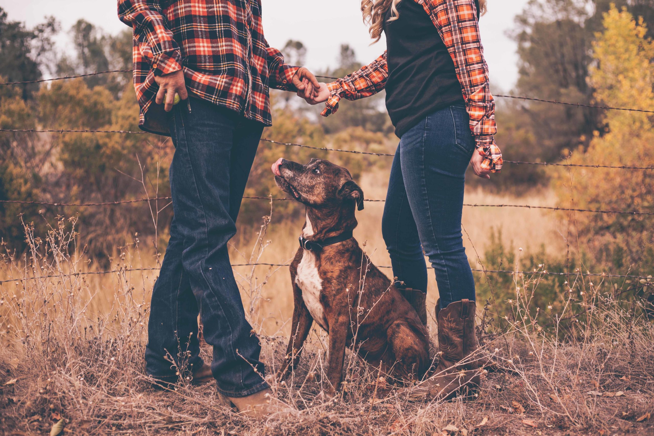 country couple with dog