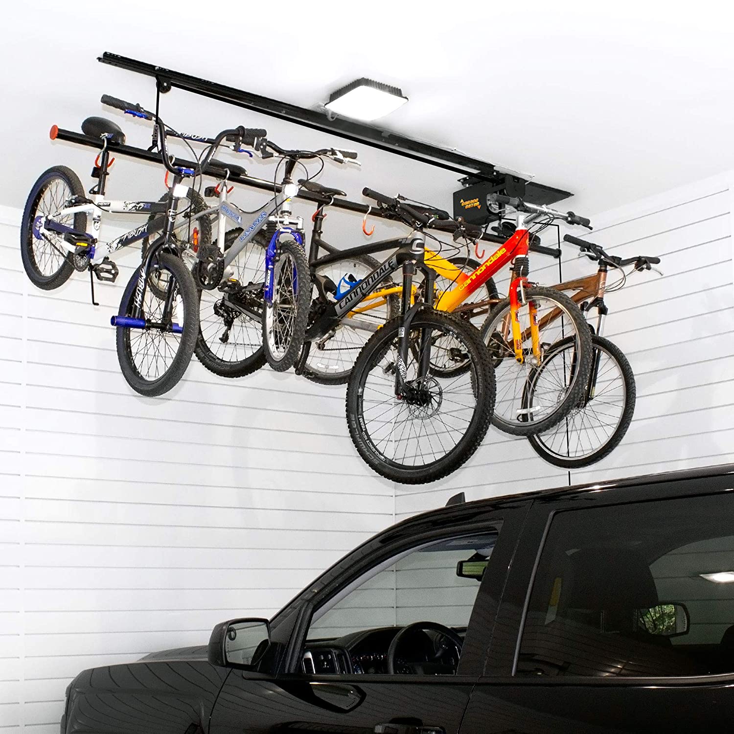 Read more about the article Garage Gator – Motorized Overhead 8 Bike Lift System